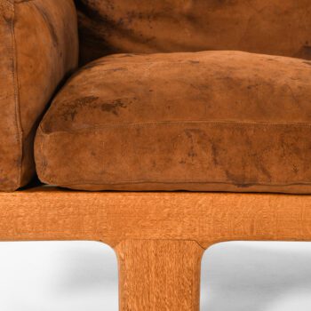 Sofa in oak, cane and leather at Studio Schalling