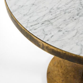 Dining table in brass and Carrara marble top at Studio Schalling