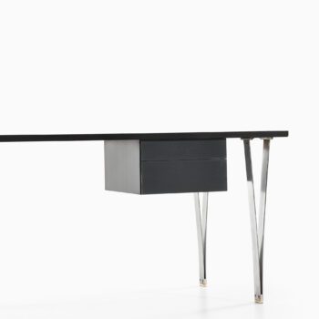 Freestanding desk in steel and lacquered wood at Studio Schalling