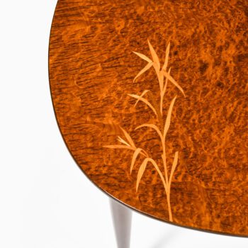 Side table in alder root with intarsia at Studio Schalling