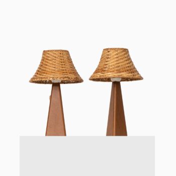 AB Armaturhantverk table lamps in leather at Studio Schalling