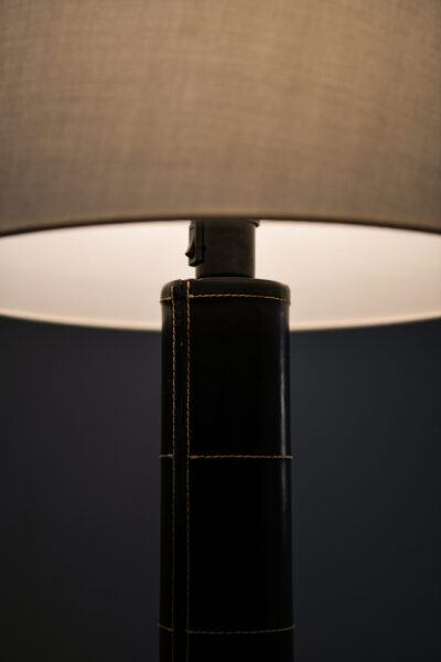 Table lamps in black leather by Bergbom at Studio Schalling