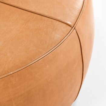 Large leather pouf by unknown designer at Studio Schalling