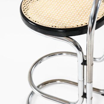 Pair of bar stools in steel and cane at Studio Schalling