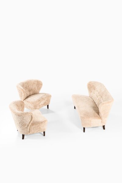 Gösta Jonsson easy chairs in sheepskin at Studio Schalling