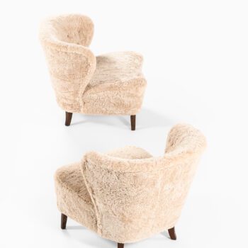 Gösta Jonsson easy chairs in sheepskin at Studio Schalling