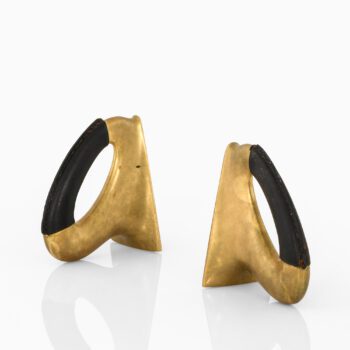 Carl Auböck bookends in brass and leather at Studio Schalling