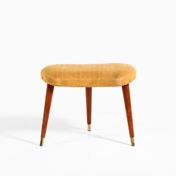 Stool in mahogany, brass and original fabric at Studio Schalling