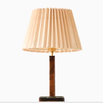 Böhlmarks table lamp in glass and leather at Studio Schalling
