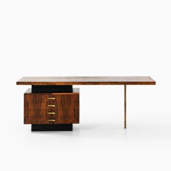 Large desk in rosewood and brass at Studio Schalling