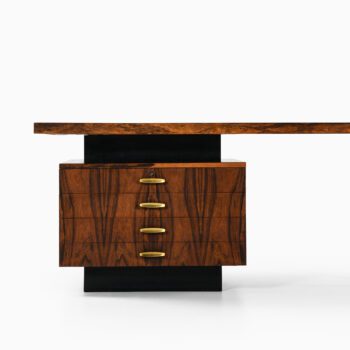 Large desk in rosewood and brass at Studio Schalling