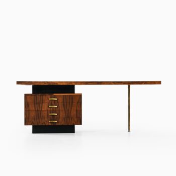 Large desk in rosewood and brass at Studio Schalling