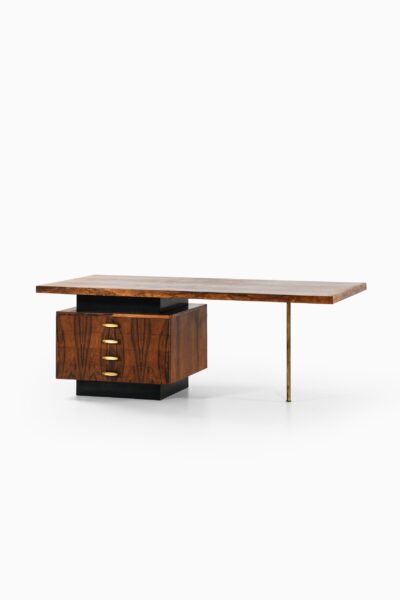 Large desk in rosewood and brass at Studio Schalling