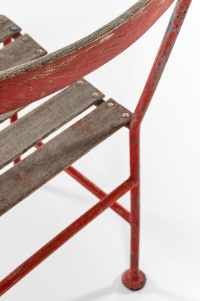 Gunnar Asplund chairs in red lacquered metal at Studio Schalling