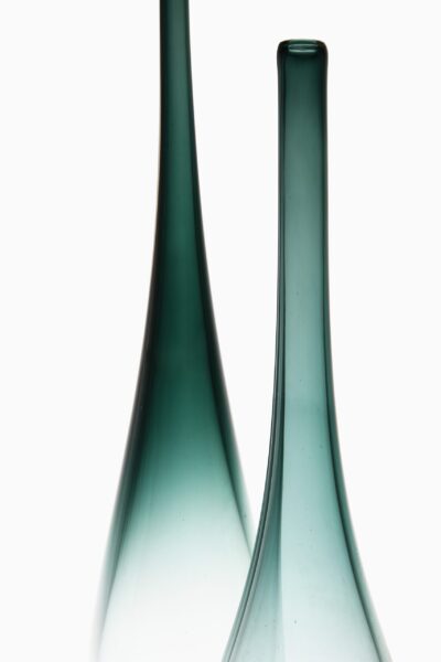 Pair of tall glass vases by Bengt Orup at Studio Schalling