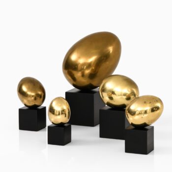 Brass egg sculptures at Studio Schalling