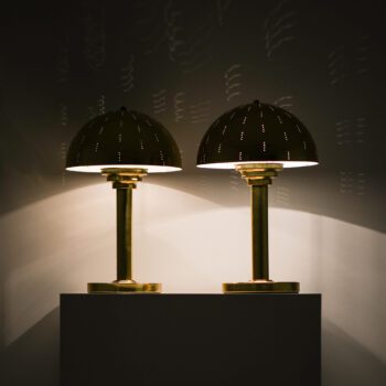 Pair of table lamps in brass at Studio Schalling