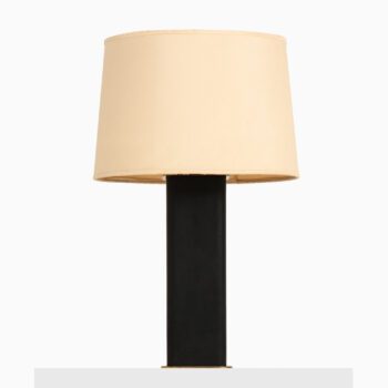 Pair of table lamps in brass and leather at Studio Schalling