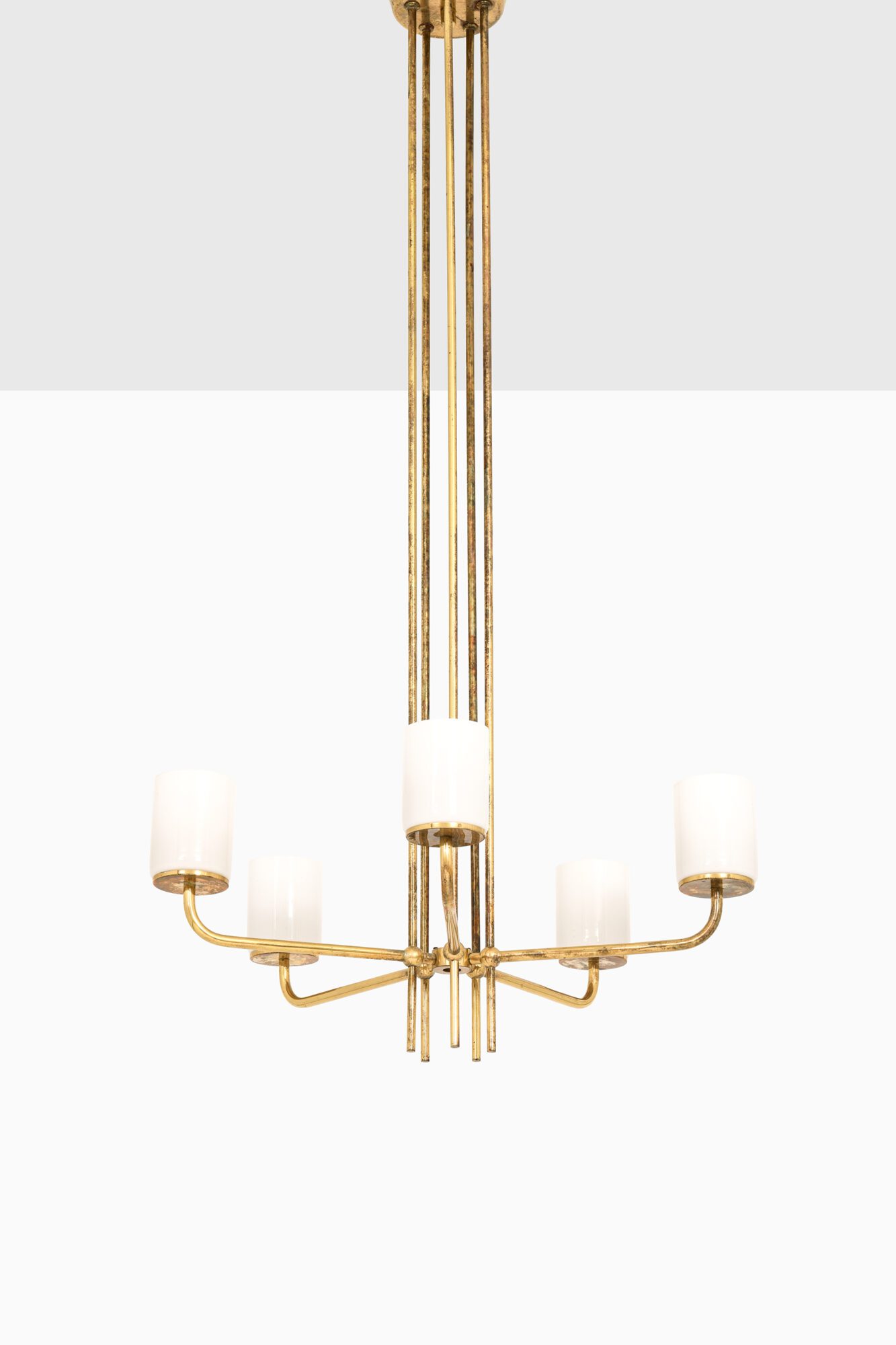 Ceiling lamp in brass and opaline glass at Studio Schalling