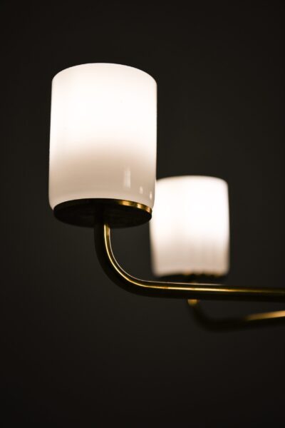 Ceiling lamp in brass and opaline glass at Studio Schalling
