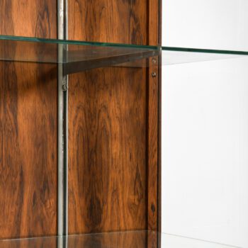Display cabinet in rosewood, steel and glass at Studio Schalling