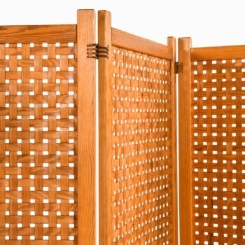 Room divider in pine and suede at Studio Schalling