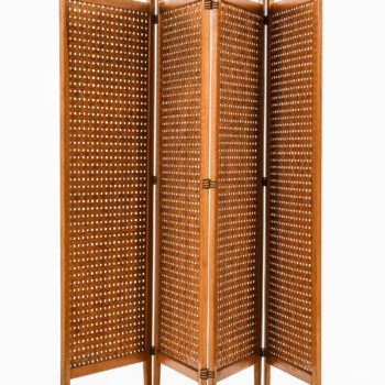 Room divider in pine and suede at Studio Schalling