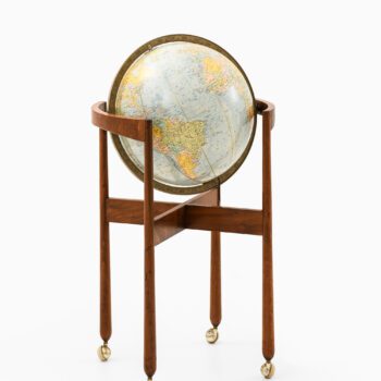 Globe on casters in walnut and brass at Studio Schalling