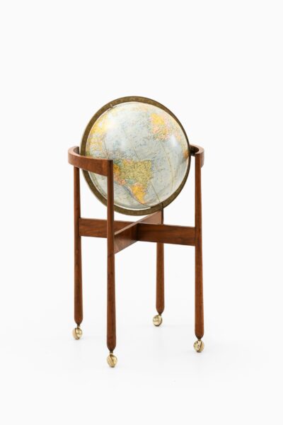 Globe on casters in walnut and brass at Studio Schalling