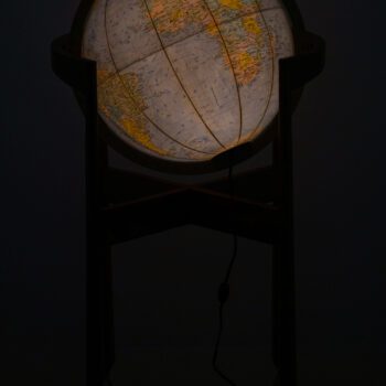 Globe on casters in walnut and brass at Studio Schalling