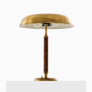 Table lamp in brass and leather by Boréns at Studio Schalling
