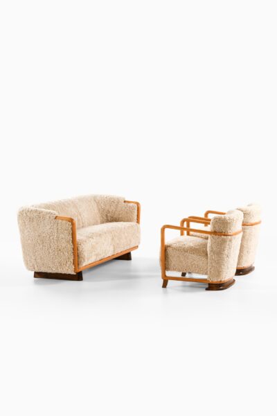 Art Deco pair of easy chairs in sheepskin at Studio Schalling