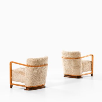 Art Deco pair of easy chairs in sheepskin at Studio Schalling
