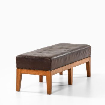 Pair of benches in walnut and leather at Studio Schalling