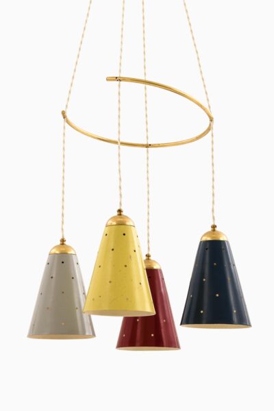 Ceiling lamp in brass and lacquered metal at Studio Schalling