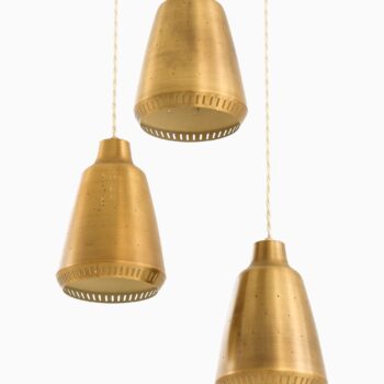 Ceiling lamp with 3 shades in brass at Studio Schalling