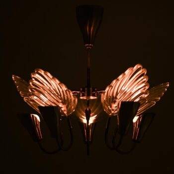 Ceiling lamp in brass and glass by Valinte Oy at Studio Schalling