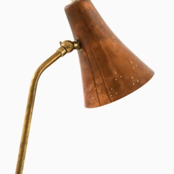 Table lamp in copper, brass and leather at Studio Schalling