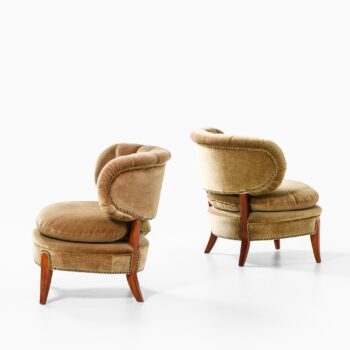 Otto Schulz easy chairs in beech and velvet at Studio Schalling