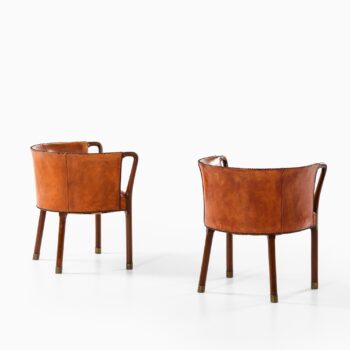Jens Madsen armchairs in mahogany and leather at Studio Schalling