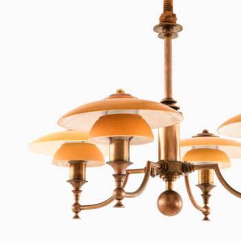 Ceiling lamp in browned brass and glass at Studio Schalling