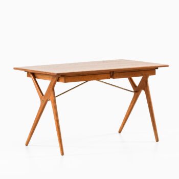 Desk in teak, oak and brass at Studio Schalling