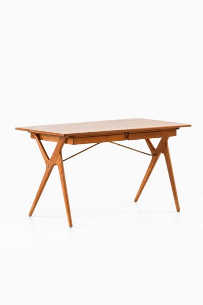 Desk in teak, oak and brass at Studio Schalling