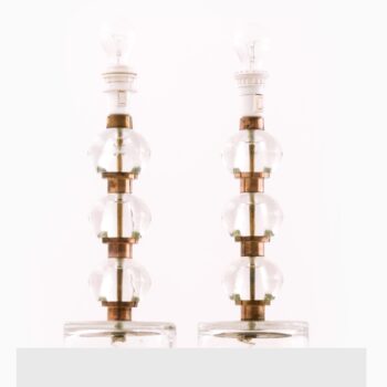 Table lamps in brass and glass at Studio Schalling