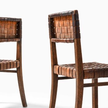 Dining chairs in oak and leather at Studio Schalling