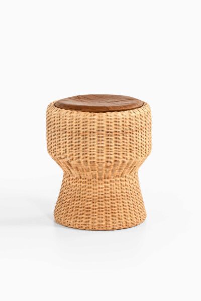 Eero Aarnio stool in rattan and leather at Studio Schalling