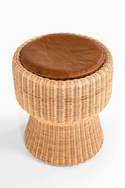 Eero Aarnio stool in rattan and leather at Studio Schalling