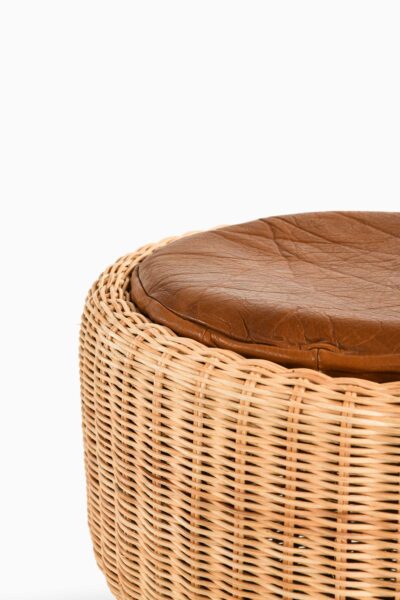 Eero Aarnio stool in rattan and leather at Studio Schalling