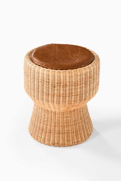 Eero Aarnio stool in rattan and leather at Studio Schalling