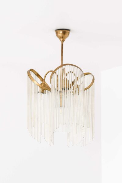 Art Deco ceiling lamp in brass and glass at Studio Schalling